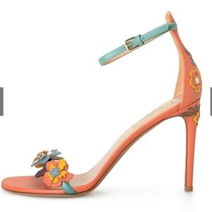 Valentino Women's Floral Ankle Strap Leather Sandals Pumps Shoes